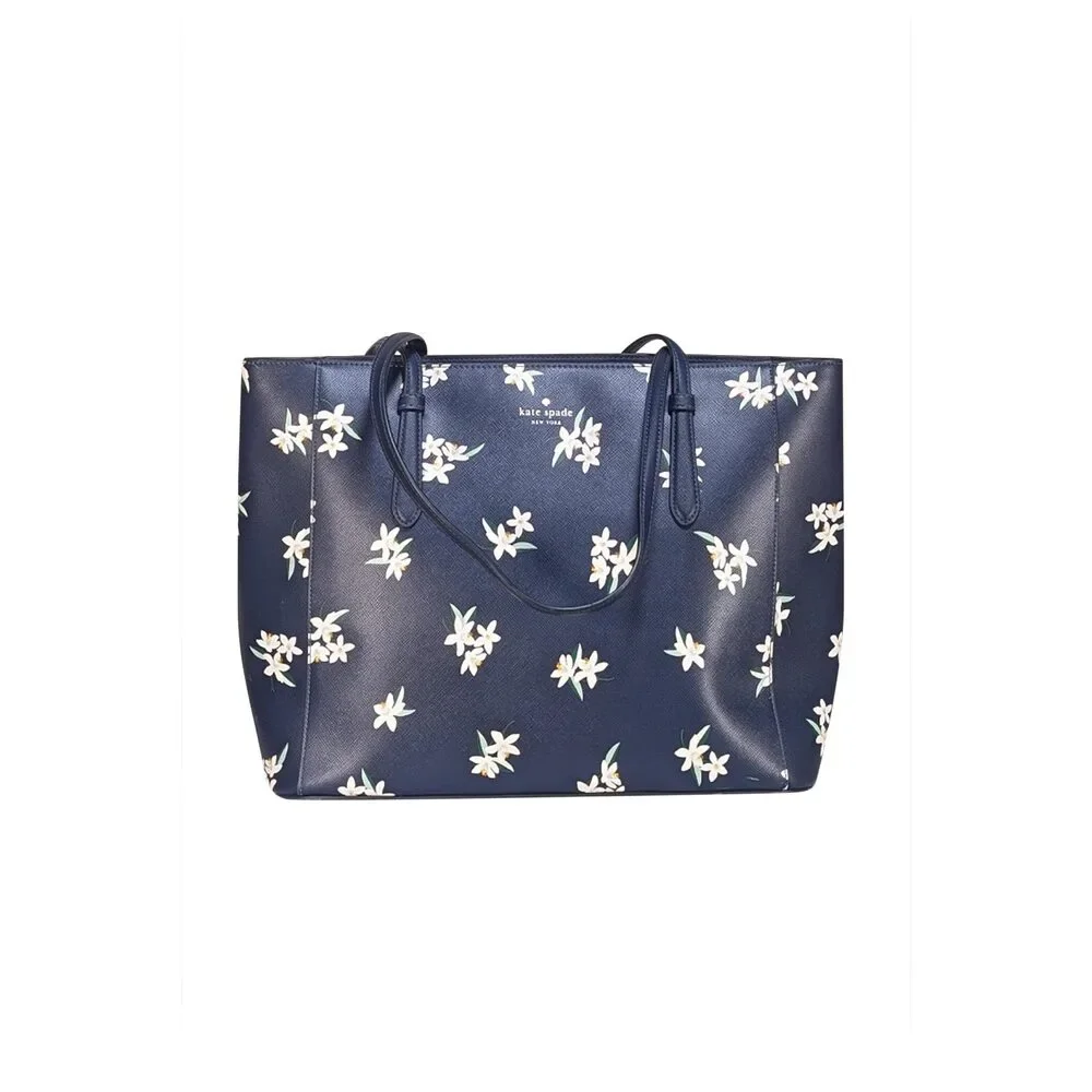 Kate Spade - Navy w/ White Floral Print Tote Bag